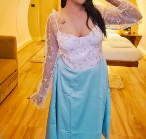 Sheer Sleeve Floral Corset Top