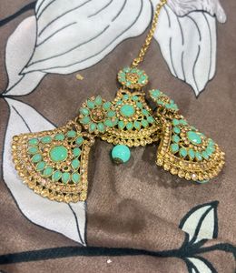 Mint Green &amp; Gold Jewelry Set