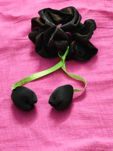 Cute Dark Brown Scrunchie with Ribbon