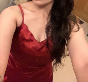 red satin party dress