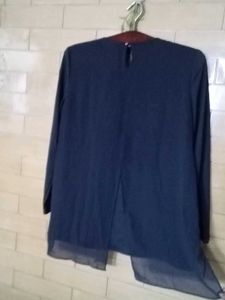 Chiffon Layered Navy Blue Blouse