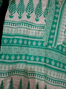 Green &amp; White Printed Kurta