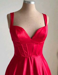 Elegant red Satin Corset Dress
