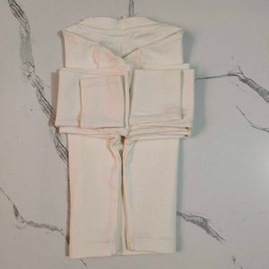 Cream Cropped Long Sleeve Top