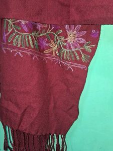 Maroon Embroidered Shawl ♥️