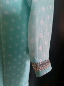 Light Blue Kurti with bhandani Print