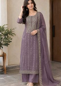 Brand New Light Purple Embroidered Unstitched Suit