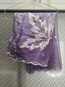 Purple Silk Palazzos kurta set with organza dupatt