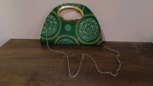 Elegant Green Ethnic Clutch Bag