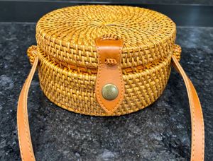 Rattan Round Crossbody Bag