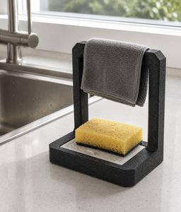 Kitchen Countertop Sponge Holder &amp; Towel Rack