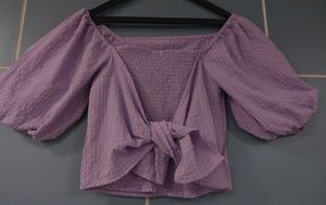 Lilac Square Neck Puff Sleeve Top