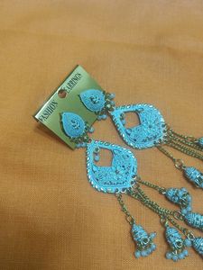 Blue Jhumka Dangle Earrings