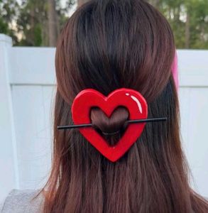 Cute Red Heart Hair Pin