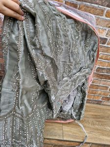Elegant Grey Embellished Lehenga Set