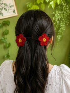 Handmade Crocheted Flower Hair Clips🌸❤️