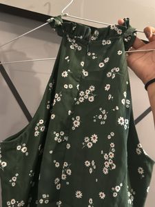 Green Floral Halter Dress