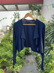 Navy Blue Cropped Cardigan