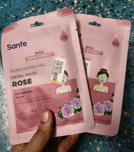 Sanfe sheet mask pack of 2 with rose extract