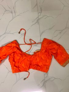 Vibrant Orange Embroidered Blouse