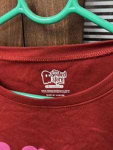 Red Graphic T-Shirt with Pink Hearts