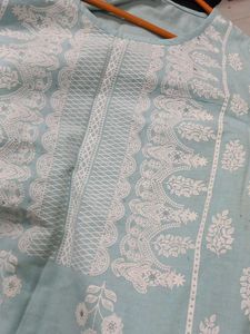 Light Blue Embroidered Kurta