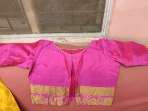 1-TimeUsed Elegant YellowLehengaWith PinkBorder+Bl