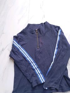 Navy Blue Zip Neck Top