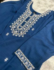 Blue Embroidered Kurta Set with Dupatta
