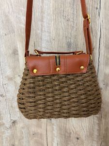 Woven Crossbody Bag with Tassels