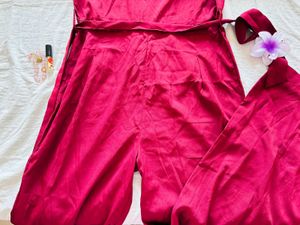 maroon jumpsuit