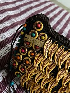 Boho Sling Bag with Wooden Beads