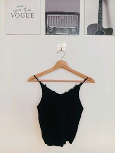 Black cami top with lace trim