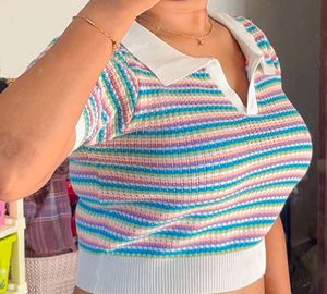 Rainbow Striped Knit Top