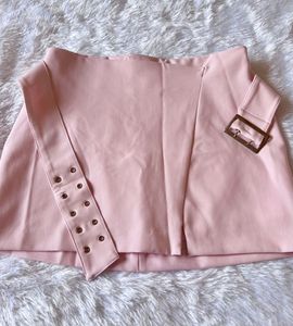 Outryt Baby Pink Belted Mini Skirt
