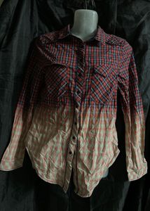 Stylish Plaid Dip-Dye Shirt