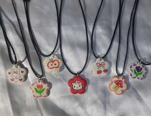 Clay Charm leather Cord Necklace
