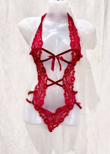 28197. Red Lace Teddy Lingerie