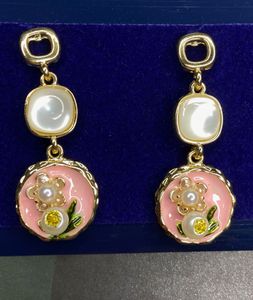 Enamel Floral Drop Earrings