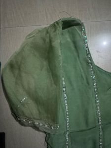 Elegant Green Sequined Kurta plazo