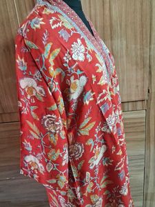 Red Floral Print Kurta Set