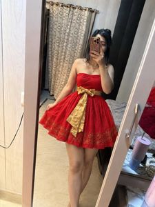 Chic Red Strapless Mini Dress🦋❤️🎀