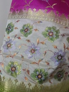 Elegant Pink Floral embroidered saree