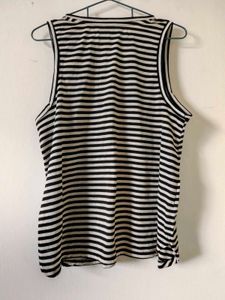 Striped V-Neck Sleeveless Top