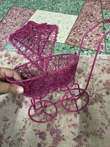 Metal Pink Wire Baby Stroller Decor