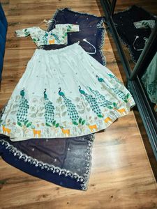sequined embroidered lehanga choli peacock pattern