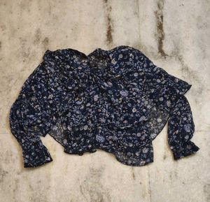 lightweight Floral Print Sheer Blouse