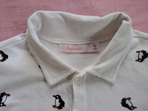 Adorable Penguin Print Button-Down Shirt