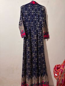 Elegant Navy Embroidered Gown.