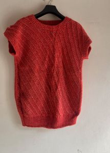 Unisex Red Half Sleeve Sweater